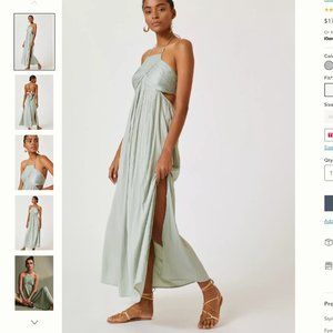 Anthropologie Mint Tie-Back Halter Maxi Dress PXS